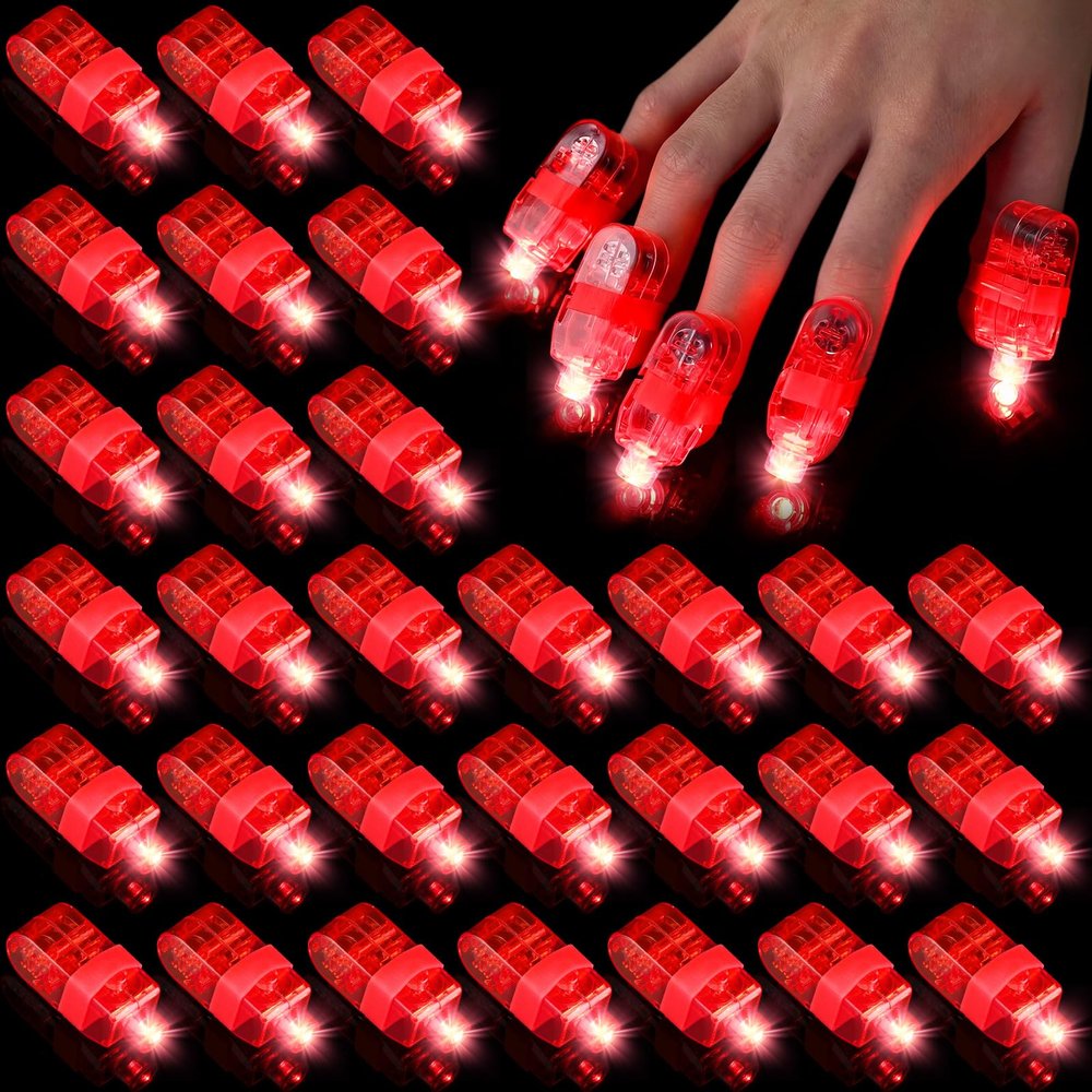 Chivao 200 Pcs LED Finger Lights Mini Finger Flashlights Light up Ring Sticks for Adults Glow in The Dark Party Favors Birthday Rave Party Supplies(Red)