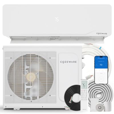Cozeware 12000 BTU Mini Split Ac/Heating System, 230V 20 SEER2 Ductless Inverter Mini Split Compatible with Alexa and WiFi, Cools & Heat Up to 750 Sq.Ft with 3 Eco Mode and Installation Kit, 1 Ton