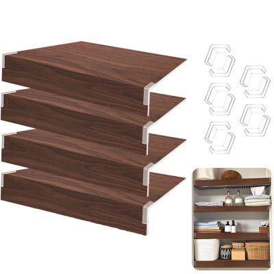 4 PCS Wire Rack Covers Walnut 1233 In, 0.3 In Thick Faux Wood Shelf Covers for Wire Shelving, Waterproof PVC Cover for Wires Shelves, 3in High Wires Shelving Cover for Removable Closet Pantry Cabinet