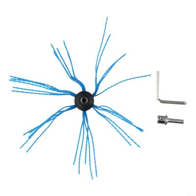 Chimney Brush Kit For Flexible Power Sweeping, Nylon And Metal Cleaning Tool With Blue Line Brush Head, Wrench And Chuck Connector For Efficient Soot Removal