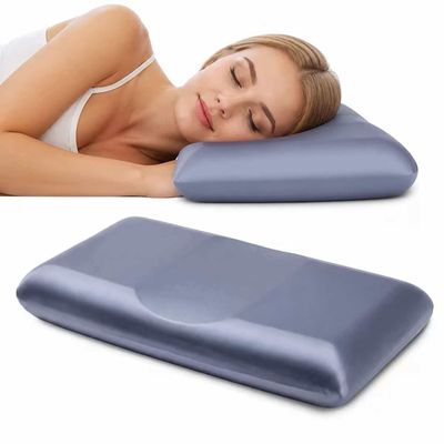 ASRIO Groove Silicone Pillow, Center Dip Design for Head Support, Pressure Relief Bed Pillow, Cooling Breathable (Groove Pillow) (Queen (U.S. Standard))
