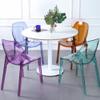 Etlegor Transparent Acrylic Dinning Chairs, Curved Backrest Kitchen Chairs Ladies Dressing Stool for Home Office, Cafe, and Wedding Events(Clear Blue) view 2
