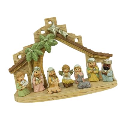 Qsvbeeqj Christmas Nativity Figurines Resin Manger Holy Family Scenes Statue for Xmases Indoor Home Table Decorations Christmas Scene Sculptures