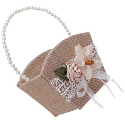 BESPORTBLE Rustic Wedding Flower Basket Handheld Bridal Basket for Outdoor Ceremony Party Supplies 1Pcs