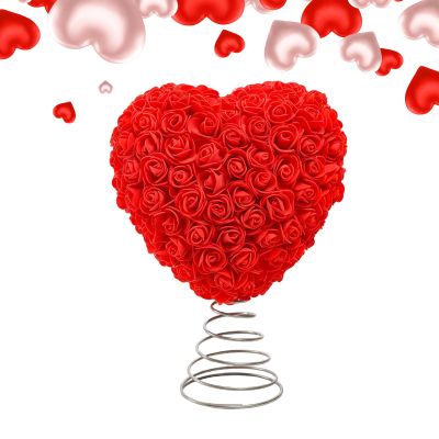 Heart Tree Topper,Rose Design Ornaments - Heart Tree Toppers,for Wedding, Birthday, Holiday, Party, Wall, Home, Front Door Decor
