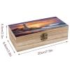 VstaDank Lighthouse at Sunset Wooden Storage Box with Hinged Lid & Front Clasp Exquisite Small Keepsake Boxes with Lids Decorative Gift Jewelry Case Wooden Photo Storage Boxes (7.9" X 3.9" X 2.3") view 2