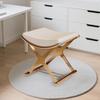 Mid-Century Modern Vanity Stool,Upholstered PU Leather Makeup Stool with Sturdy Metal Frame,Button Tufted Accent Bench for Dressing Table, Small Space Bedroom Or Living Room(Light Gray) view 2