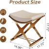 Mid-Century Modern Vanity Stool,Upholstered PU Leather Makeup Stool with Sturdy Metal Frame,Button Tufted Accent Bench for Dressing Table, Small Space Bedroom Or Living Room(Light Gray) view 3