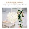 JEWEDECO Heart Shaped Wedding Ring Pillow Box with Rose Design and Ribbons view 4