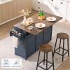 Okvnbjk 57" Rolling Kitchen Island with Storage & Drop Leaf, Navy Blue view 4