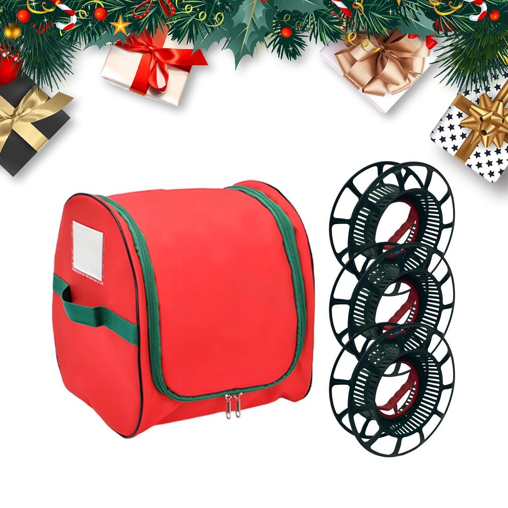 Christmas Light Storage Holder Bag, Reinforced Handles, Box, Organizer
