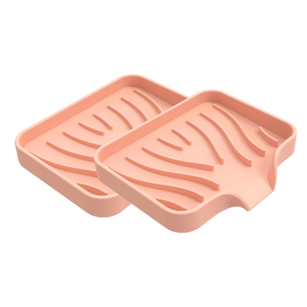 2 Pcs Soap Tray, Self Draining Silicone Non-Slip Easy Clean Soap Bar Holder,Keep Dry & Extend Life Soap Dishes for Kitchen Sink Organizer,Bath Tub,Bathroom,Shower