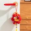 New Year's Small red Flower Plush Pendant, Spring Festival Door Handle Decoration view 2