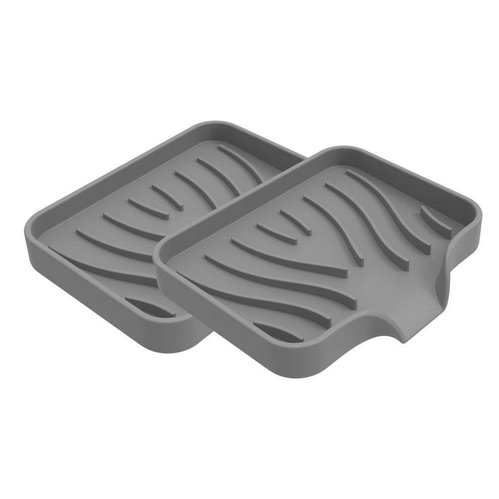 2 Pcs Dish Soap Holder, Silicone Easy Clean Self Draining Non-Slip Kitchen Soap Tray,Extend Life & Keep Dry Shower Soap Holder for Bath Tub,Kitchen Sink Organizer,Shower,Bathroom