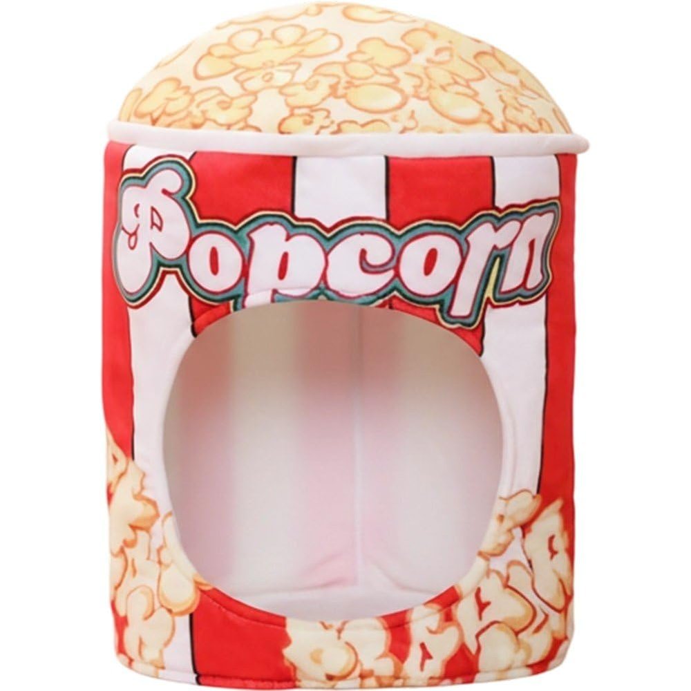 Zonfer Funny Popcorn Bucket Hat Head Cover Costume Prop Food Headgear Novelty Party Hat for Christmas Halloween Cosplay Accessory