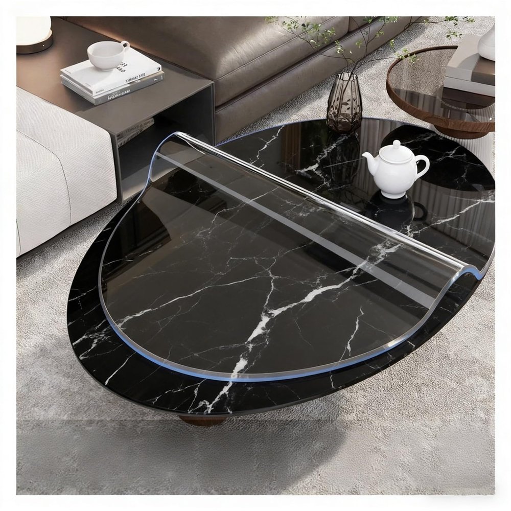 aygzb Oval Transparent Table Mat, Goose Egg-Shaped Dust Cover Non-Slip, Waterproof for Living Room Coffee Tables Office Use WQDY(1mm,60x130cm)