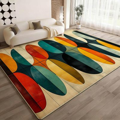 10x17 Geometric Rug, Mid Century Modern Rug for Living Room, Colorful Geometric Rugs, Mid Century Rugs, Abstract Carpet, Non-Slip Washable Carpet, Abstract Bedroom Kitchen