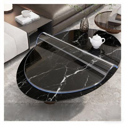 aygzb Oval Transparent Table Mat, Goose Egg-Shaped Dust Cover Non-Slip, Waterproof for Living Room Coffee Tables Office Use WQDY(1.5mm,80x130cm)