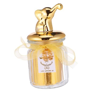 CATIEBYE Glass Candy Jar with Golden Ceramic Lid Wedding Favor