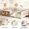 Bellemave Twin Size Montessori Floor Bed Frame, Kids Floor Bed Twin with Bookshelf and Safety Guardrails for Girls Boys, Beige view 4
