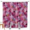 Split Shower Curtain for Transfer Bench, Cherry Blossom Extra Long Shower Curtains 96 Inches for Bathroom/Tub, Pink Purple Flowers Modern Oil Painting Art Waterproof Fabric Shower Curtain Set, view 1