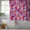 Split Shower Curtain for Transfer Bench, Cherry Blossom Extra Long Shower Curtains 96 Inches for Bathroom/Tub, Pink Purple Flowers Modern Oil Painting Art Waterproof Fabric Shower Curtain Set, view 2