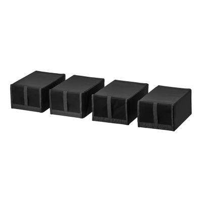 4 Pcs Cloth Sneaker Stackable Combined Shoes Box Folding Case Drawer Case Home Organizer Shoebox Washable(Black)