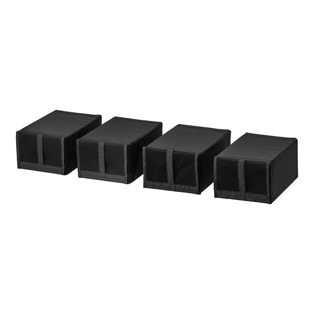 4 Pcs Cloth Sneaker Stackable Combined Shoes Box Folding Case Drawer Case Home Organizer Shoebox Washable(Black)