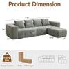 119" Oversized Cloud Boneless Couches for Living Room, Modern Tufted Modular Sectional Sofa with Deep Seat & Movable Ottoman, L Shaped Memory Foam Chenille Couch, No Assembly Required, Green view 2