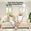 Kidirect 70in U Shaped Couch, Modular Sofa No Tool Assembly, Comfy Sectional Couches for Living Room 21in Deeper Seats, Corduroy Sofas for Living Room with 2 Pillows, Loveseat Sofa Set, Beige Couch view 3