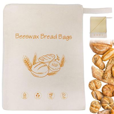 Beeswax Lined Reusable Bread Storage Bag, Large Zip-Seal Bread Bag for Homemade & Sourdough Bread, Breathable Moisture Control for Bread Freshness (1Pcs)