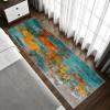 Reocahoo Modern Abstract Runner Rug 2.6x10ft, Colorful Long Hallway Rug, Teal Blue Burnt Orange Runner, Low-Pile Stain Resistant Rugs, for High Traffic Areas in Home Office view 4