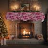 Fireplace Mantel Scarf 90x17 Inches, Cherry Blossom Mantle Cover for Fireplace, Spring Watercolor Flowers Modern Abstract Art Mantel Shelf Top Scarves for Christmas, Halloween, Thanksgiving Party view 4