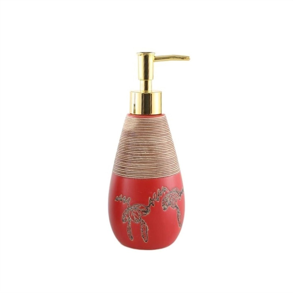 Bathroom Hand Soap Dispenser Soap Dispenser Printed for Sink Bathroom Desk 11.83 Oz/350 Ml Bottle Ceramic Pump New Home Essentials(Red (1))