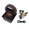 Tabletop Water Fountain USB Powered with LED Lights Golden Flower Decoration Stone Water Fountain Ornaments for Living Room Office Plastic 17x11.7x11.7cm view 1