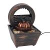 Tabletop Water Fountain USB Powered with LED Lights Golden Flower Decoration Stone Water Fountain Ornaments for Living Room Office Plastic 17x11.7x11.7cm view 3