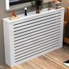 Radiator Cover Heating Cabinet Storage Shelf, White Louvered Design, Stand for Old Radiators, Modern Style, Durable and Functional Home Solution view 1
