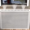 Radiator Cover Heating Cabinet Storage Shelf, White Louvered Design, Stand for Old Radiators, Modern Style, Durable and Functional Home Solution view 4