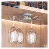 360 Rotating Wine Glass Rack, Self-adhesive Under Cabinet Hanging Wine Glass Storage Rack Holds 6 Wine Glasses(Gray) view 1