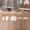 360 Rotating Wine Glass Rack, Self-adhesive Under Cabinet Hanging Wine Glass Storage Rack Holds 6 Wine Glasses(Gray) view 2