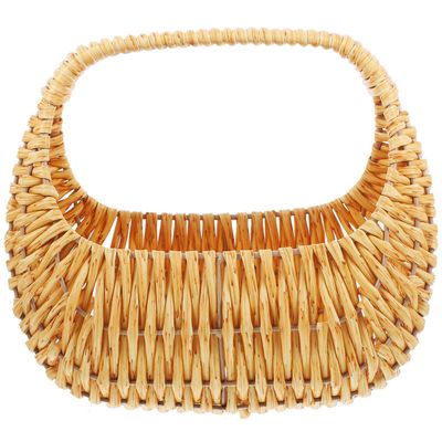 FELTECHELECTR Woven Handheld Flower Basket Beige Decorative Storage Basket for Wedding Flower Girl Vintage Rattan Style for Home Party Ceremony Supplies