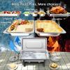 SIFER Chafing Dishes for Buffet 9Qt 4 Pack with Multi-Size Food Pans-Screwless Installation Chafing Dish Buffet Set,Foldable Handles Stacking Design,Stainless Steel for Events,Black view 2