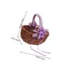 HOOTNEE Wedding Flower Girl Basket Purple Handle, Handwoven Wood and Plastic Small Rustic Basket for Wedding Petal Storage and Ceremony Supplies, view 2