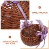 HOOTNEE Wedding Flower Girl Basket Purple Handle, Handwoven Wood and Plastic Small Rustic Basket for Wedding Petal Storage and Ceremony Supplies, view 3