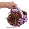 HOOTNEE Wedding Flower Girl Basket Purple Handle, Handwoven Wood and Plastic Small Rustic Basket for Wedding Petal Storage and Ceremony Supplies, view 4