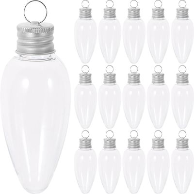 UTHCLO 20pcs 35ml Bulb Shaped Candy Bottles Pet Plastic Christmas Candy Containers Party Favor Packaging Jars for Holiday Decorations