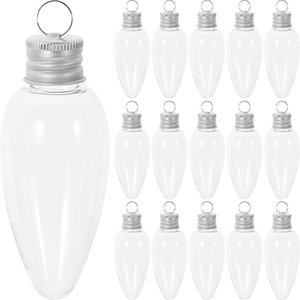 UTHCLO 20pcs 35ml Bulb Shaped Candy Bottles Pet Plastic Christmas Candy Containers Party Favor Packaging Jars for Holiday Decorations