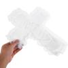 Ivory Cross Wedding Ring Bearer Pillow, Satin Lace Cushion for Ceremony view 3