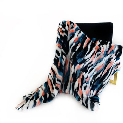 108 x 90 in. Unicorn Faux Fur Luxury Throw Blanket Black Blue & Pink