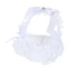 COLLBATH Romantic Wedding Flower Basket with Lace Design Small Handheld Decorative Basket White Multi-purpose for Ceremony Supplies view 1